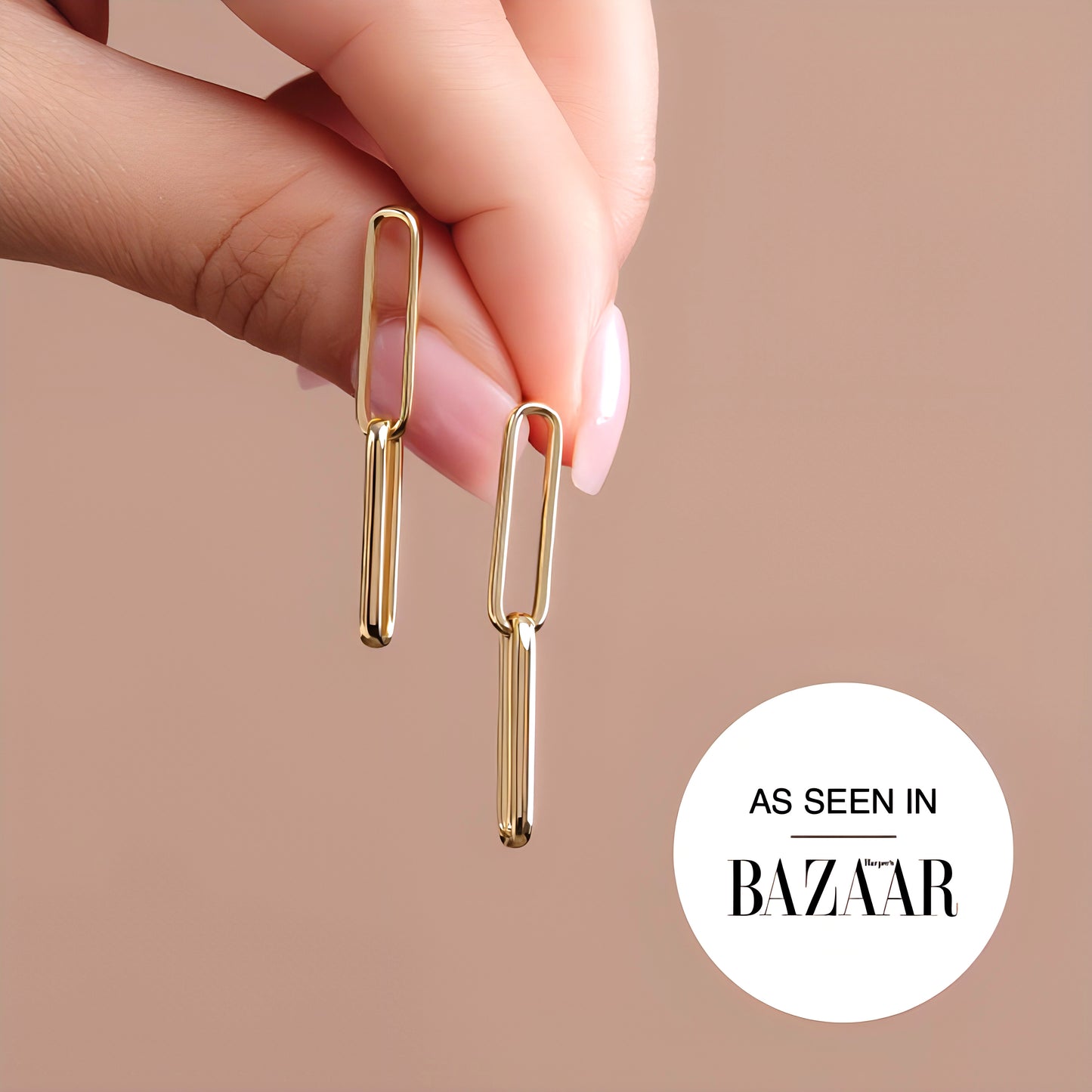 14k Yellow Gold Paperclip-Style Earrings