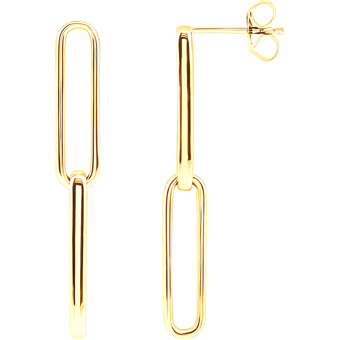 14k Yellow Gold Paperclip-Style Earrings