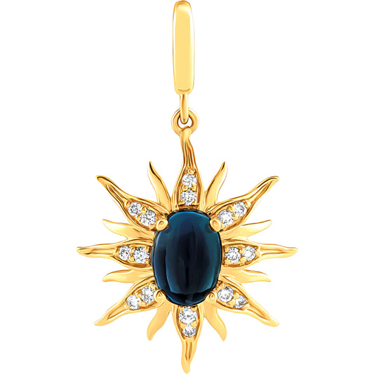 Natural London Blue Topaz & Diamond Sun Charm