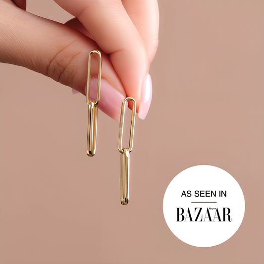 14k Yellow Gold Paperclip-Style Earrings