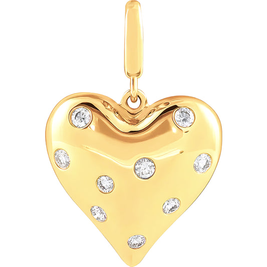 Puffy Heart Charm with Diamonds