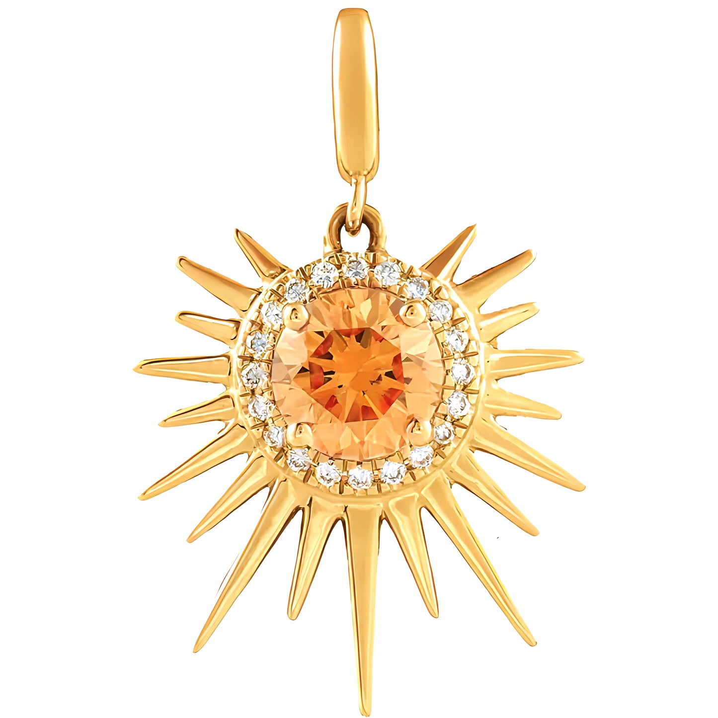 Yellow Gold Citrine & Diamond Sun Pendant