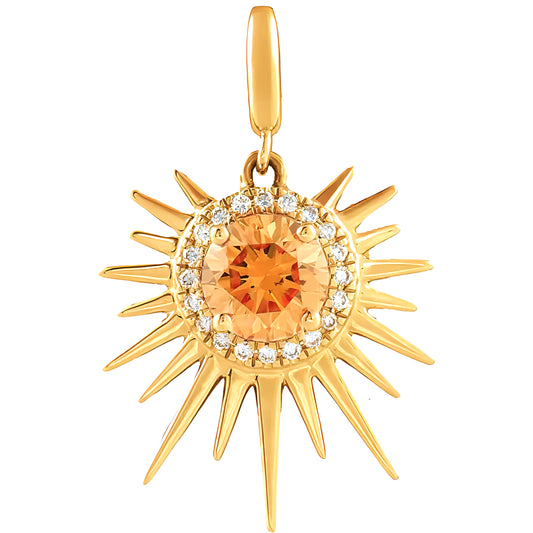 Yellow Gold Citrine & Diamond Sun Pendant